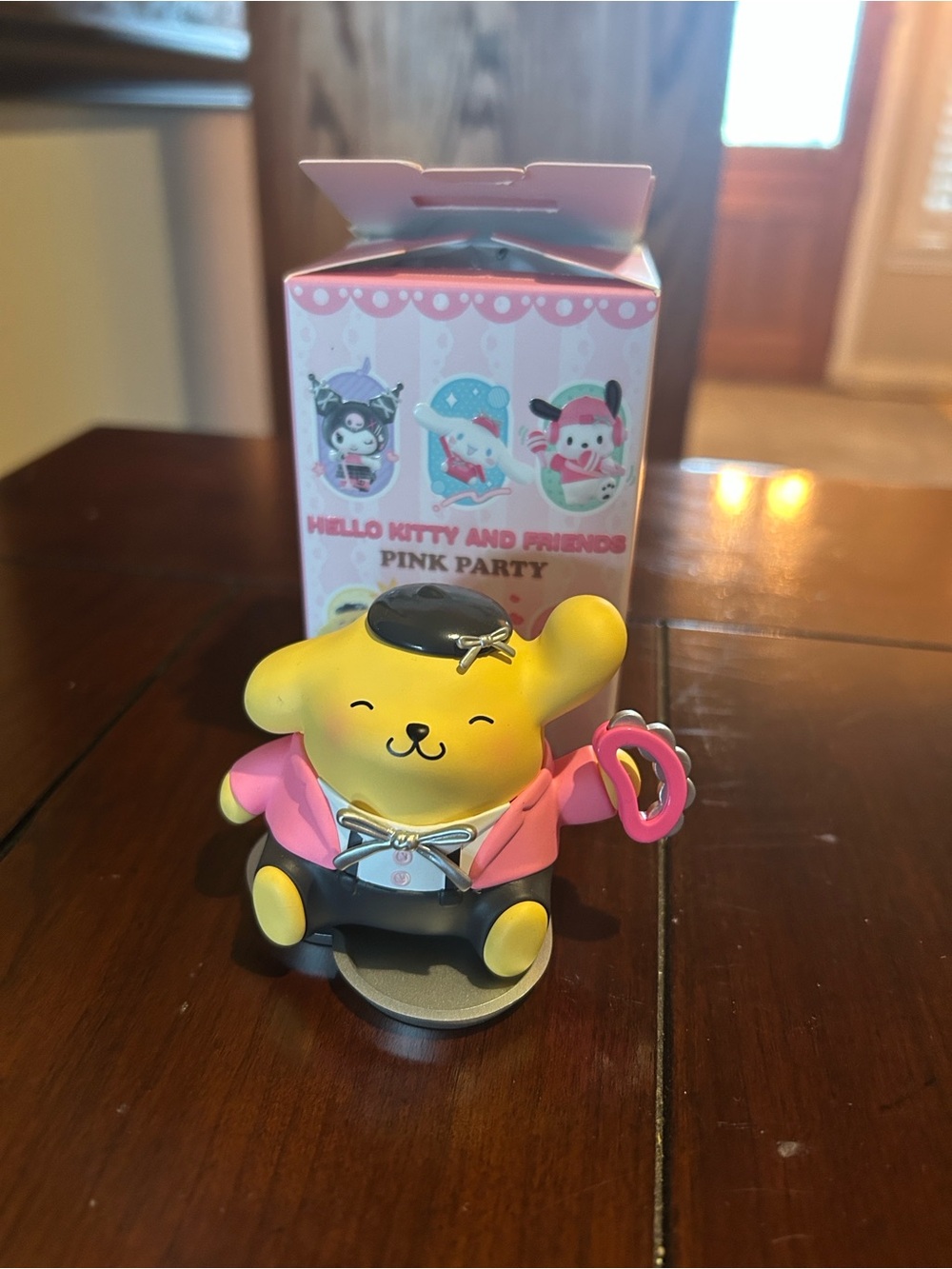Sanrio Pompompurin Figure in Yellow and Pink Party Outfit